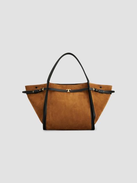 Tod's Women's Medium Suede Shopper Tote Bag - Terra Nero