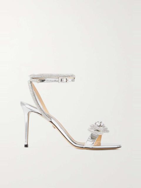Double Bow crystal-embellished mirrored-leather sandals