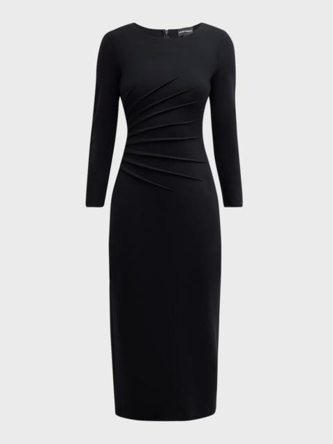 EMPORIO ARMANI Pleated Jersey Midi Sheath Dress