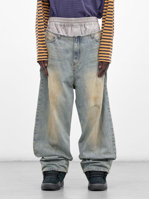 We11done Blue Layered Sweatpants & Denim Jeans