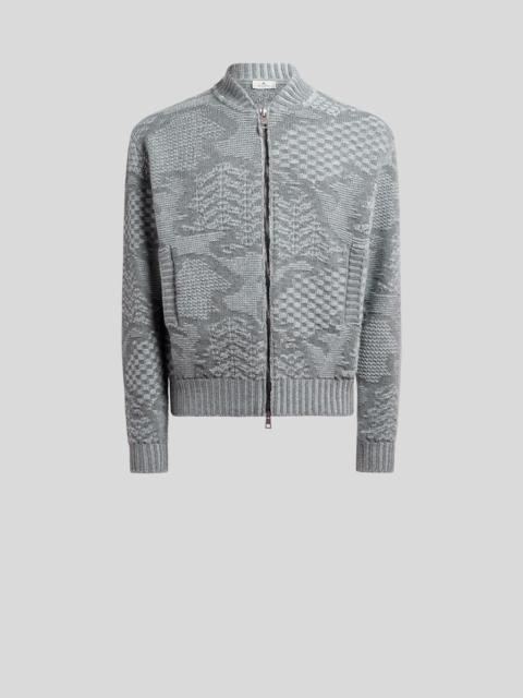 Etro KNIT WOOL-BLEND BOMBER JACKET WITH MOTIF