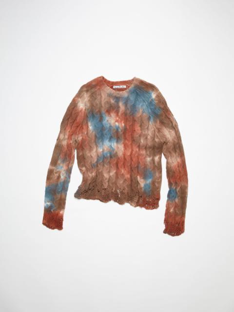 Acne Studios Tie-dye cable-knit jumper - Rust brown/blue