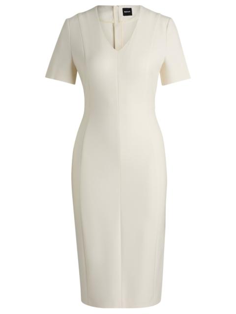 BOSS V-NECK DRESS IN STRETCH FABRIC