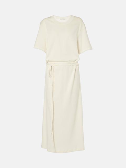 Belted cotton jersey midi dress