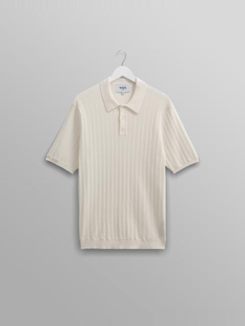 Wax London Naples - Ecru Textured Knitted Polo Shirt