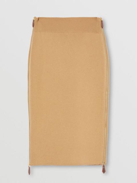 Burberry Monogram Motif Cashmere Cotton Blend Pencil Skirt