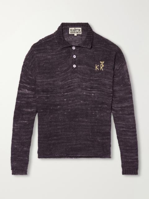 KARTIK RESEARCH Eri Logo-Embroidered Knitted Silk Polo Shirt
