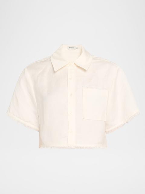 SIMKHAI Solange Short-Sleeve Cropped Shirt