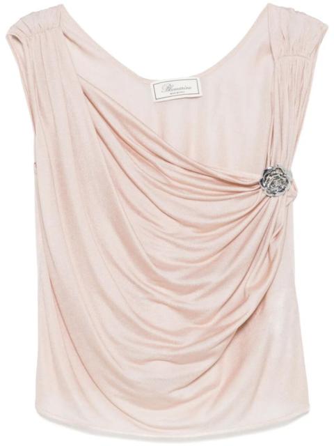 Blumarine Introducing the Jersey Crepe Top, a stunning piece from the renowned brand Blumarine. Crafted from h