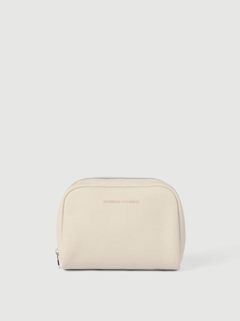 Brunello Cucinelli 좋은 곡물 calfskin 슬림 뷰티 케이스
