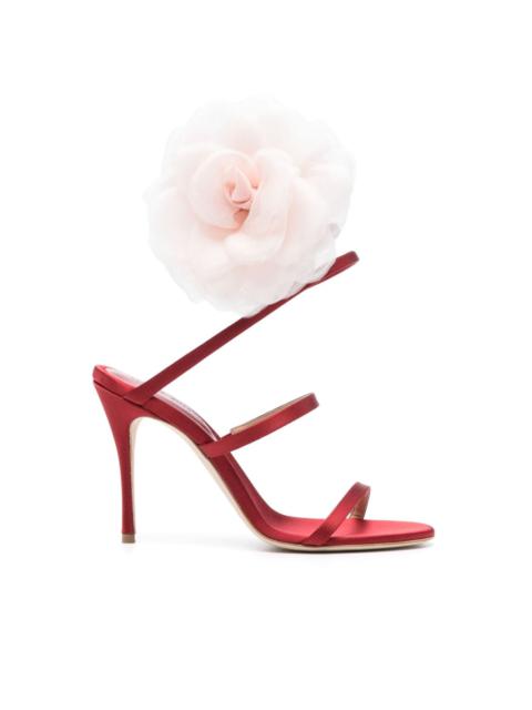 MAGDA BUTRYM 105mm floral-appliquÃ© satin sandals