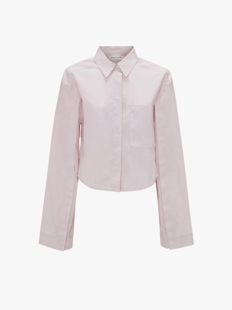 Button Detail Cropped Shirt In Rose Quartz