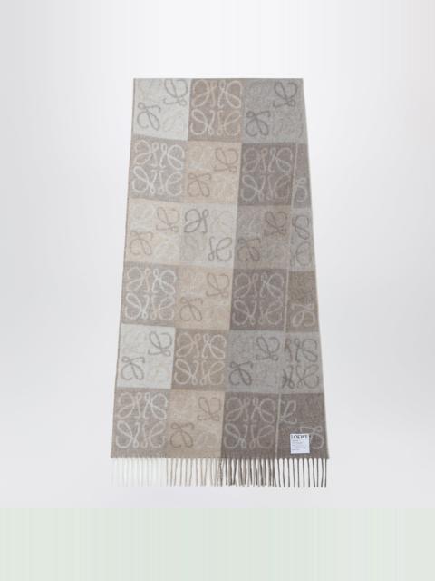 Loewe Anagram scarf in white/beige wool and cashmere