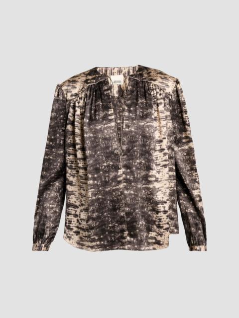 Isabel Marant Women's Laraya Printed Silk Blouse - Beige