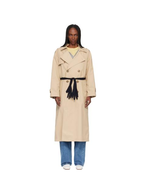 MM6 Maison Margiela Beige Gloves Cotton Trench Coat