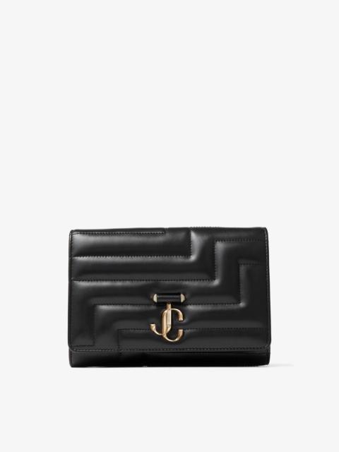 JIMMY CHOO Varenne Avenue Clutch
Black Avenue Nappa Leather Clutch Bag with Light Gold JC Emblem