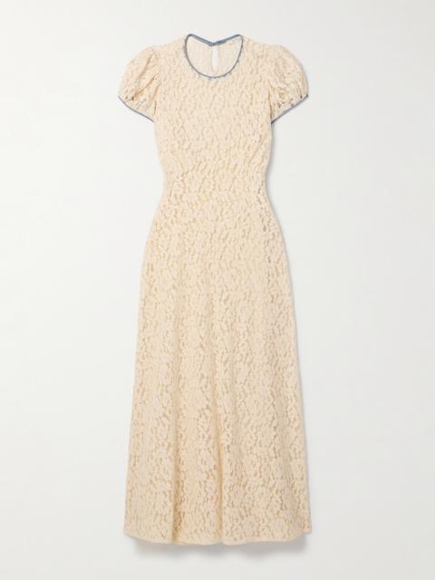 DÔEN Katarina Satin-trimmed Corded Lace Midi Dress