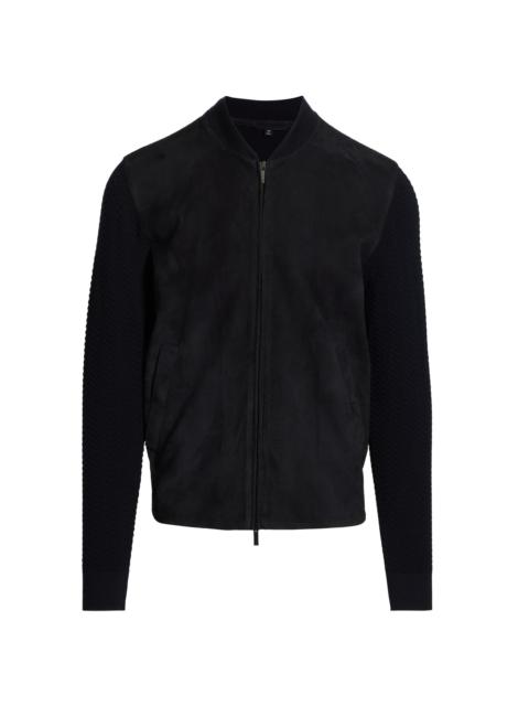 GIORGIO ARMANI Men's Suede Knit Full-Zip Jacket - Navy