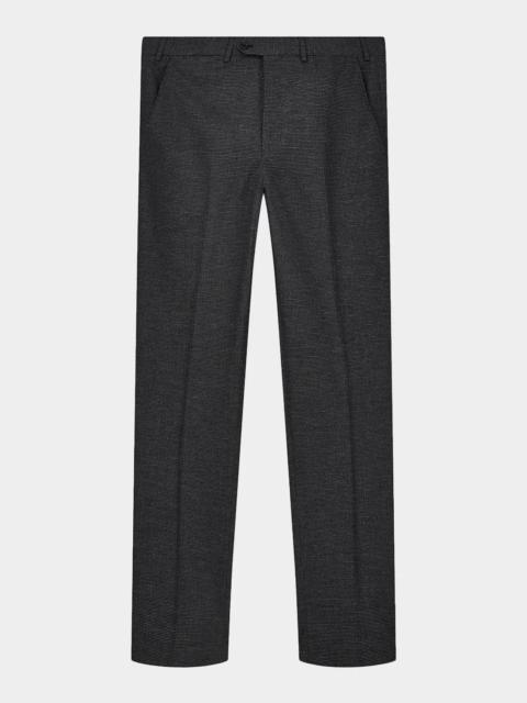 EMPORIO ARMANI Men's Wool-Blend Jacquard Slim Flat-Front Pants