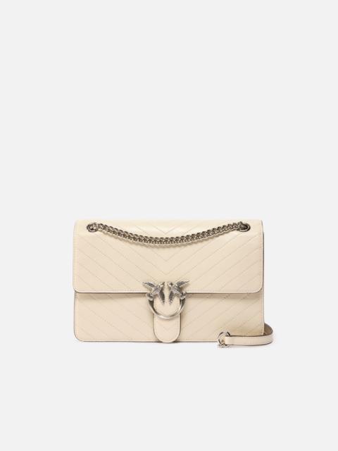 SHOULDER BAG IN WRINKLED CALFSKIN WITH CONTRASTING TRIM