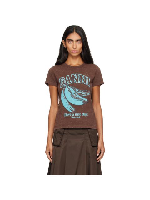 GANNI Brown Future Jersey Banana T-shirt