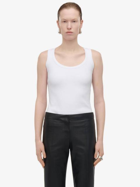 Alexander McQueen Women's Ribbed Tank Top in Optical White