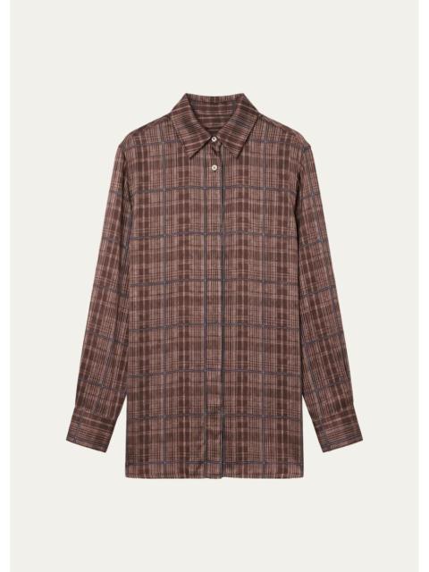 OFFICINE GÉNÉRALE Loose Plaid-Print Viscose Shirt