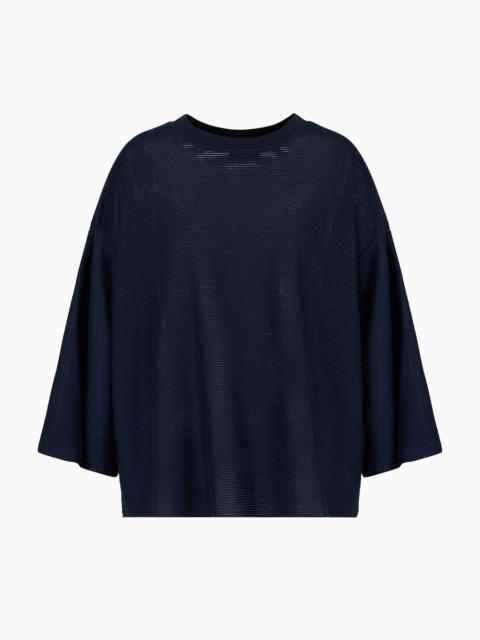 Icon modal jumper with jacquard horizontal ribbing