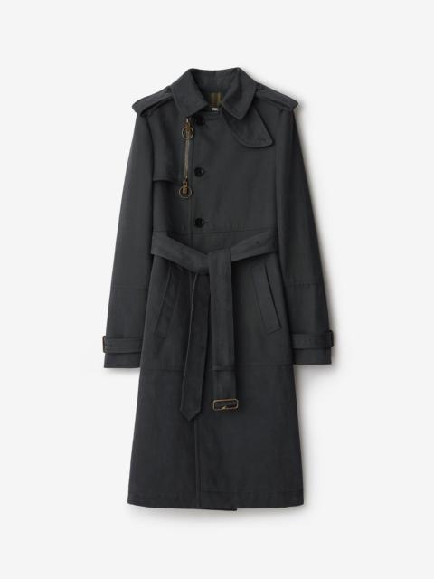 Burberry Long ash-coloured cotton and nylon trench coat