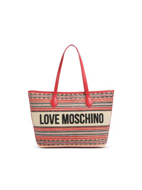 Moschino striped logo-detail tote bag
