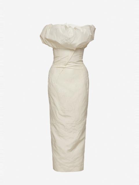 MAGDA BUTRYM Sculptural neckline fitted dress in cream
