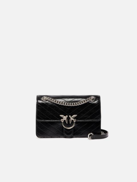 PINKO MINI LOVE BAG ONE LIGHT SMALL HANDBAG IN CHEVRON LEATHER