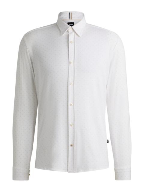 BOSS SLIM-FIT SHIRT IN PRINTED STRETCH-COTTON JERSEY