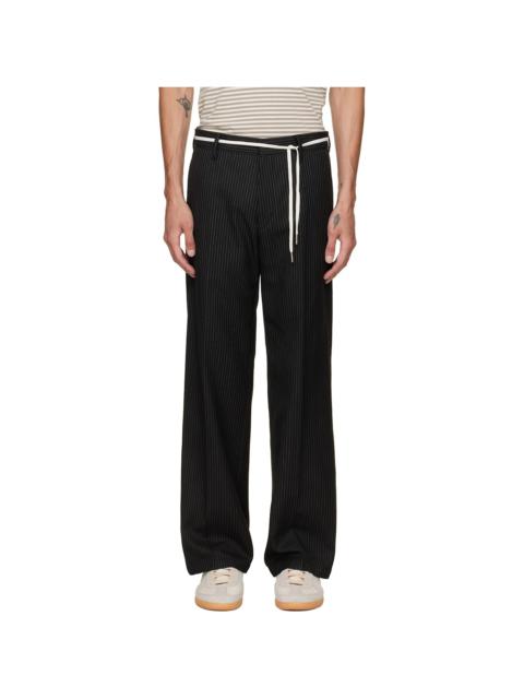 Stockholm Surfboard Club Black Tailored Bootcut Pinstripe Trousers