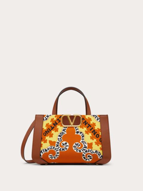 Valentino CANVAS VLOGO SIGNATURE HANDBAG WITH MINI BANDANA PRINT