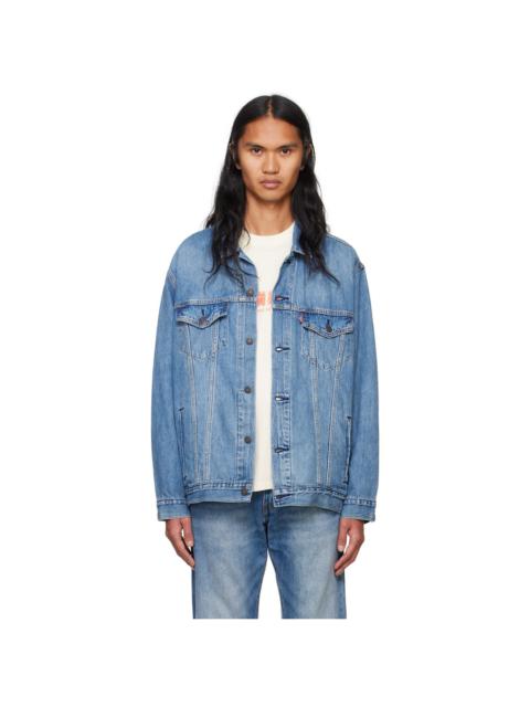 Blue Relaxed-Fit Denim Trucker Jacket