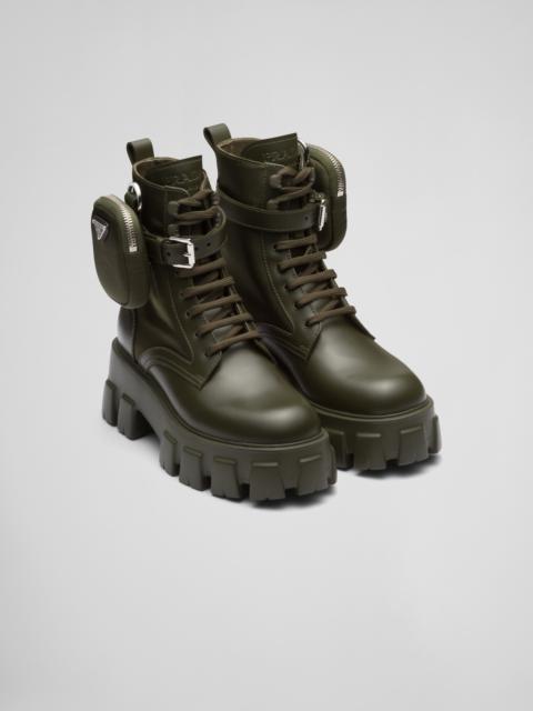 Prada Monolith leather and Re-Nylon boots with pouch
