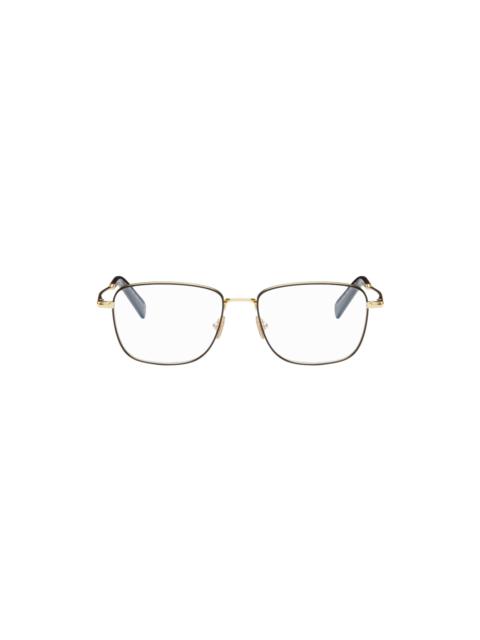 Gold & Black Blue Block Square Glasses