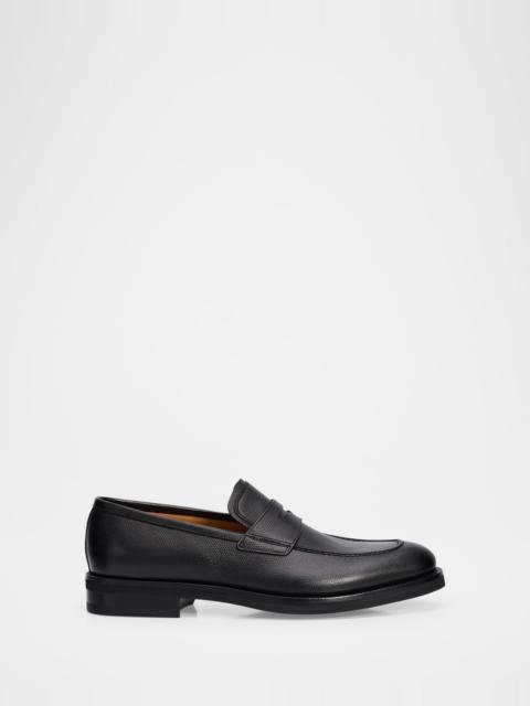 FERRAGAMO Men's Hammered Leather Penny Loafers