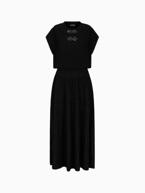 EMPORIO ARMANI OTTOMAN LONG DRESS WITH JEWEL DETAILS