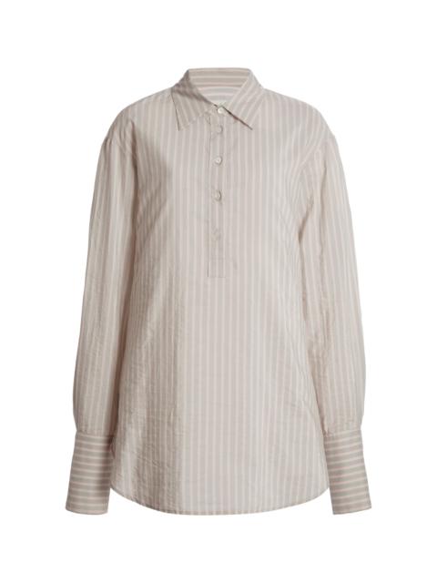 Corsala Striped Button-Down Shirt light pink