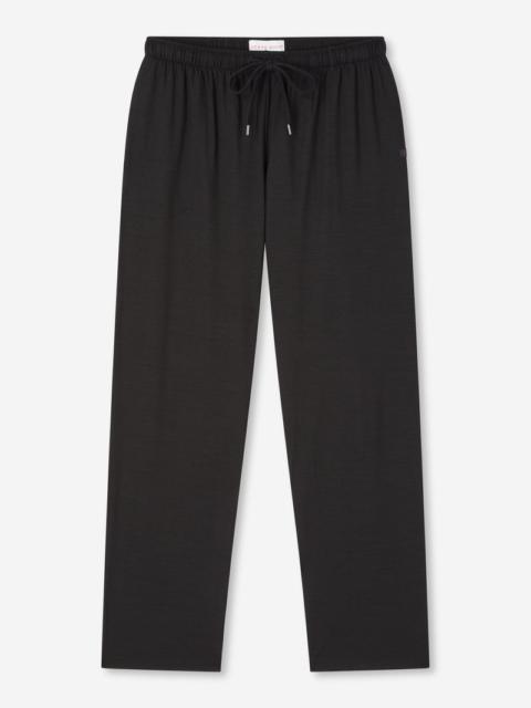 Derek Rose Men's Lounge Trousers Basel Micro Modal Stretch Black