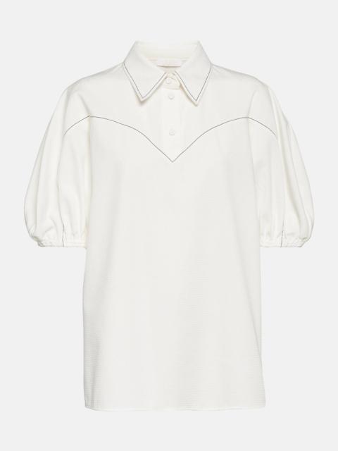 Puff-sleeve cotton blouse