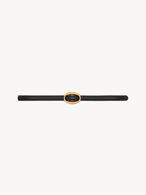 SAINT LAURENT OVAL BUCKLE THIN REVERSIBLE BELT IN SMOOTH LEATHER