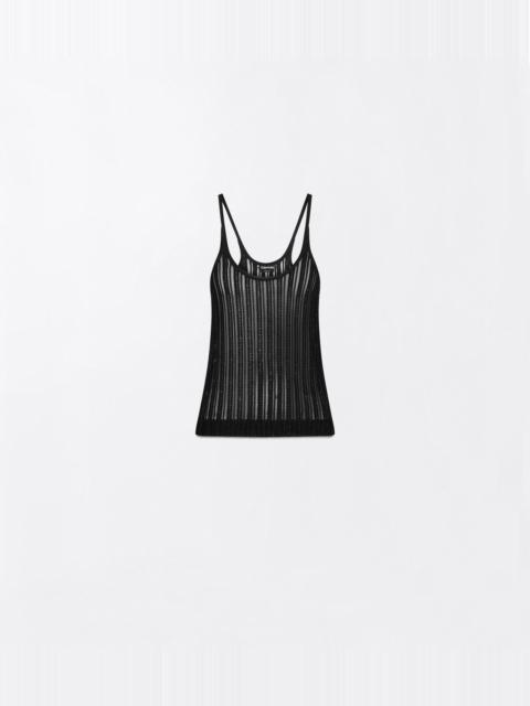 TOM FORD SHEER VELVET TEXTURED STRIPE WITH MICRO SEQUINS RELAXED EVENING TANK