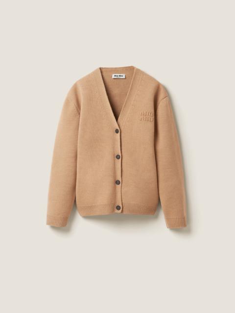Knit トップス MIU MIU Gray Nylon Cardigan