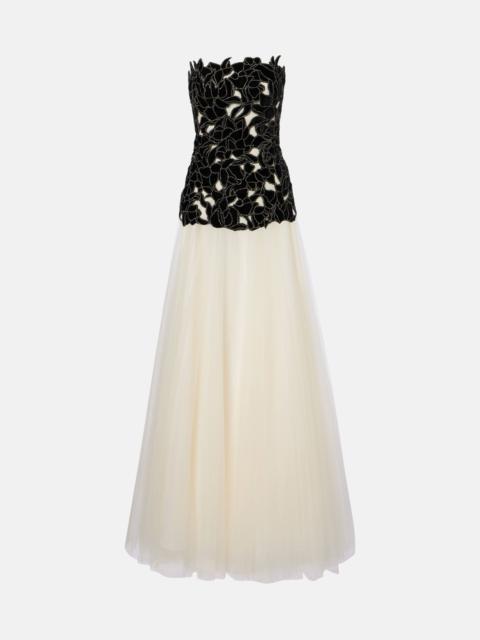 COSTARELLOS Alessi embellished tulle gown