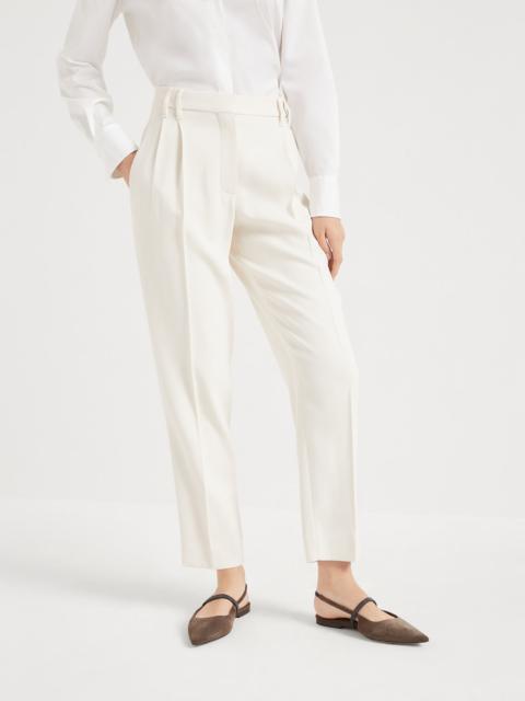 Brunello Cucinelli Comfort viscose couture twill slouchy trousers with monili
