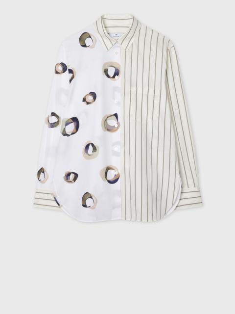 Paul Smith Women's White Mixed Stripe and 'Painted Spot' Cotton Shirt