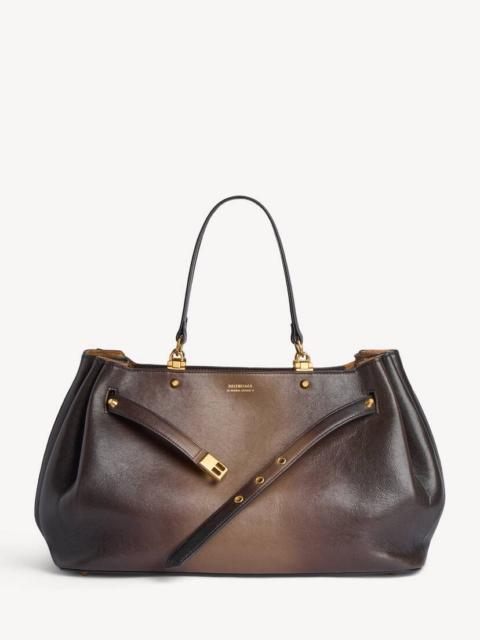 BALENCIAGA Women's Fan Carry All Bag Medium in Black/light Taupe